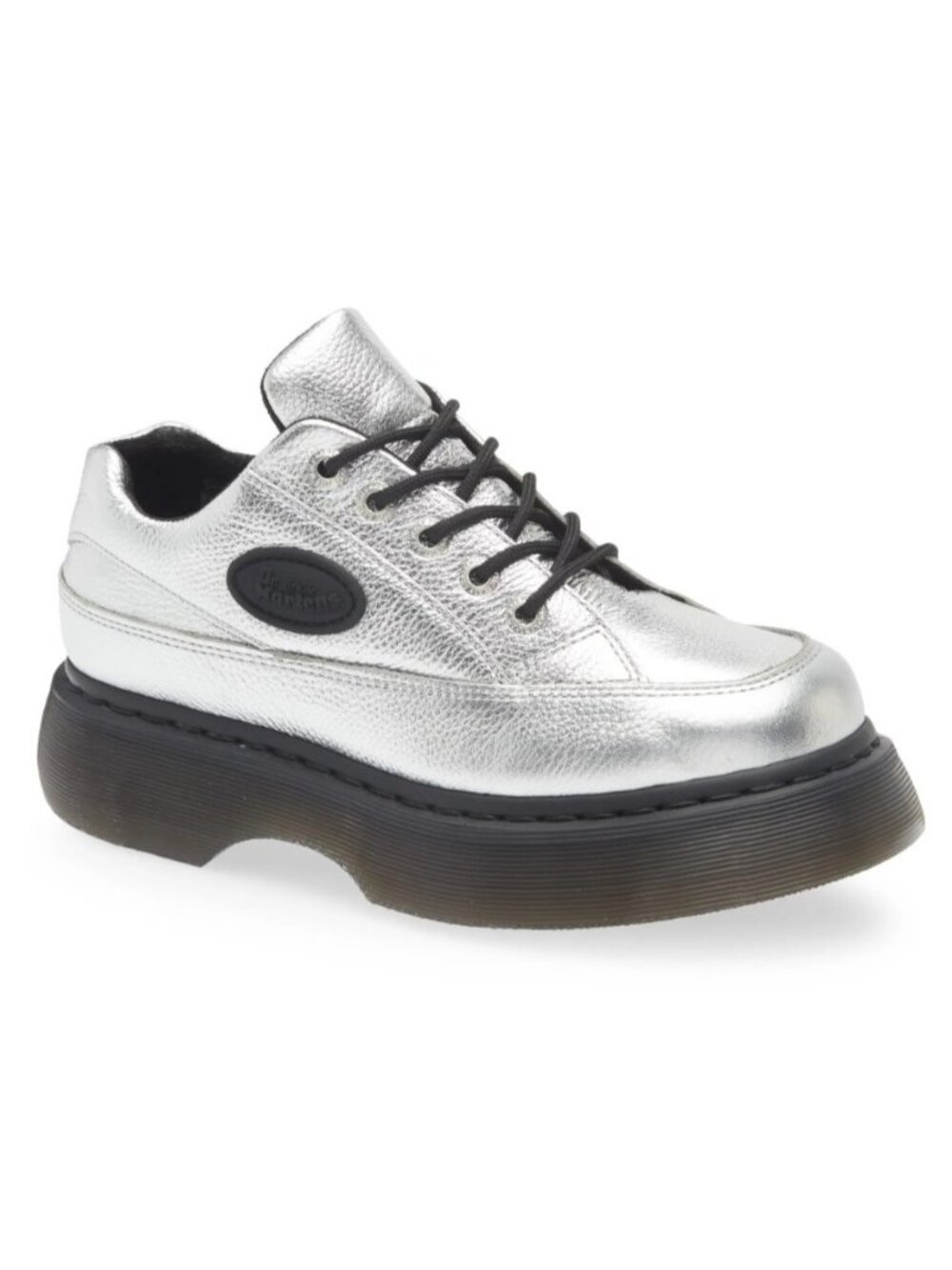 Dr. Martens Women's Buzz 5-Eye Metallic Leather Platform Shoes Silver Size 7